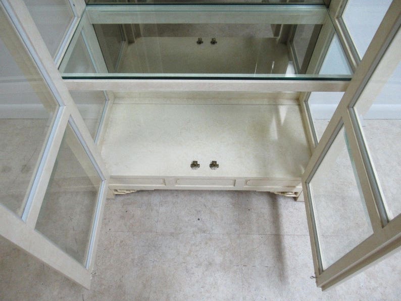 Hickory White Ivory Mebane Crystal Curio China Cabinet ...