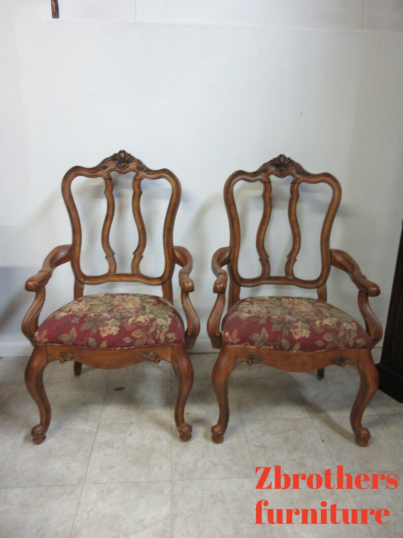 Pair Ethan Allen Tuscany French Country Dining Room Arm Chairs Etsy