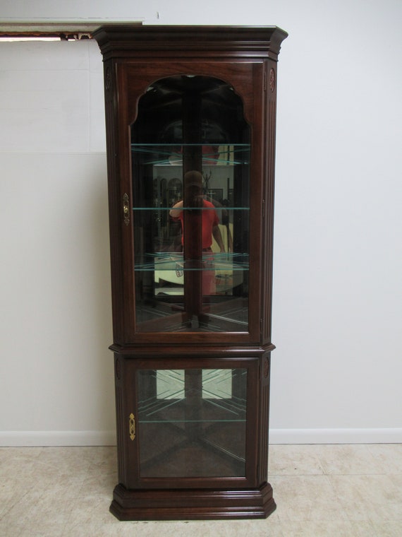 Ethan Allen Georgian Court Cherry Corner Cabinet Curio Display Etsy