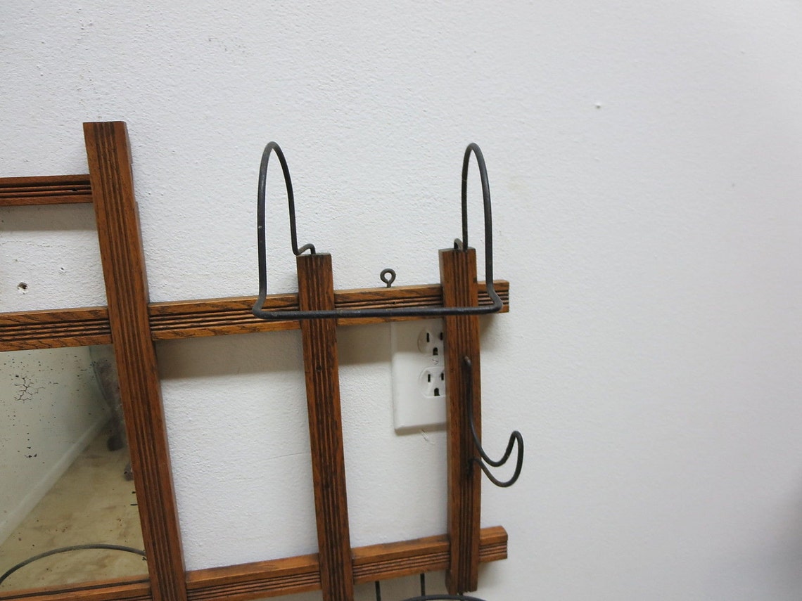 Antique Victorian Hanging Wall Mirror Coat Hook Hat Rack B Etsy