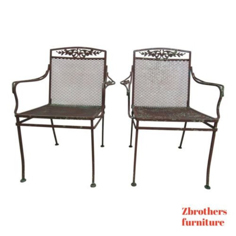Pair Vintage Woodard Daisy Arm Chairs Outdoor Patio Porch B Etsy