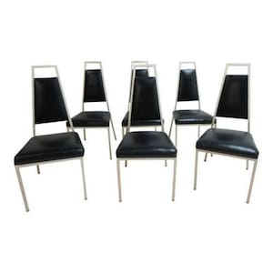 6 Vintage Frederick Weinberg Metal Dining Room Side Chairs