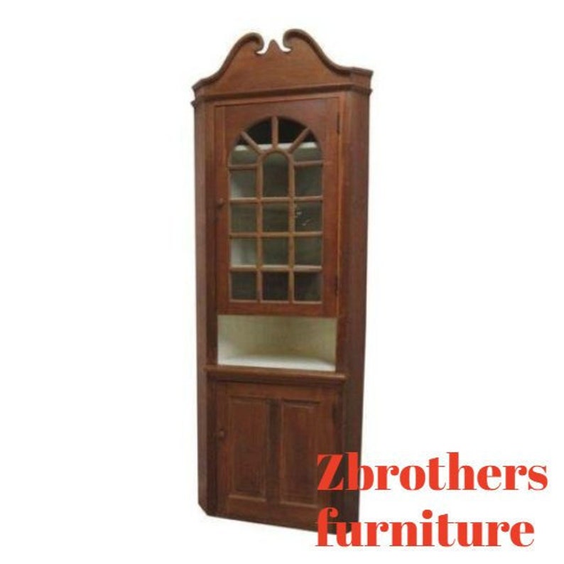 Antique Primitive Early American Corner Cupboard China Hutch Image 0