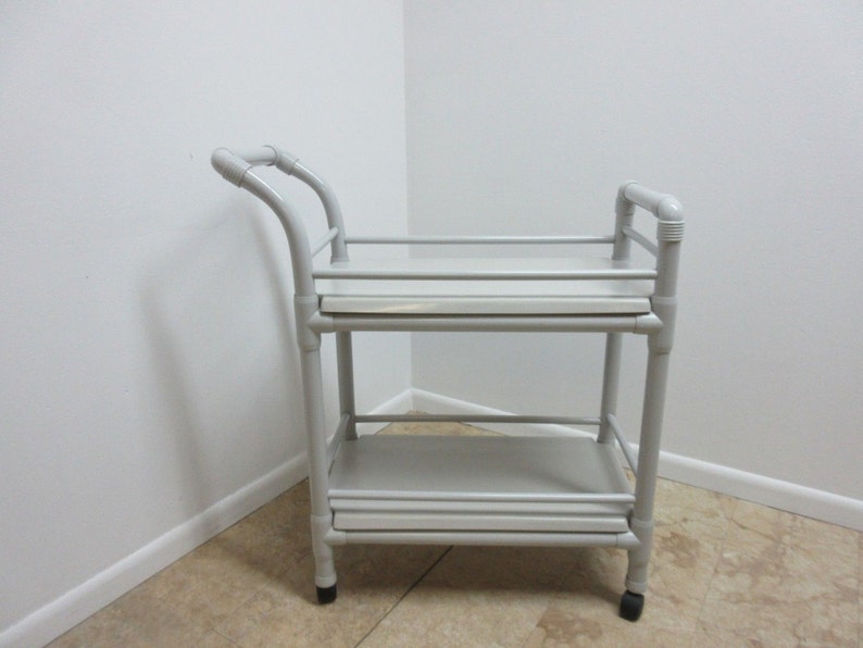 Vintage Mid Century Outdoor Patio Pool Server Bar Cart Liquor Cabinet T Cart