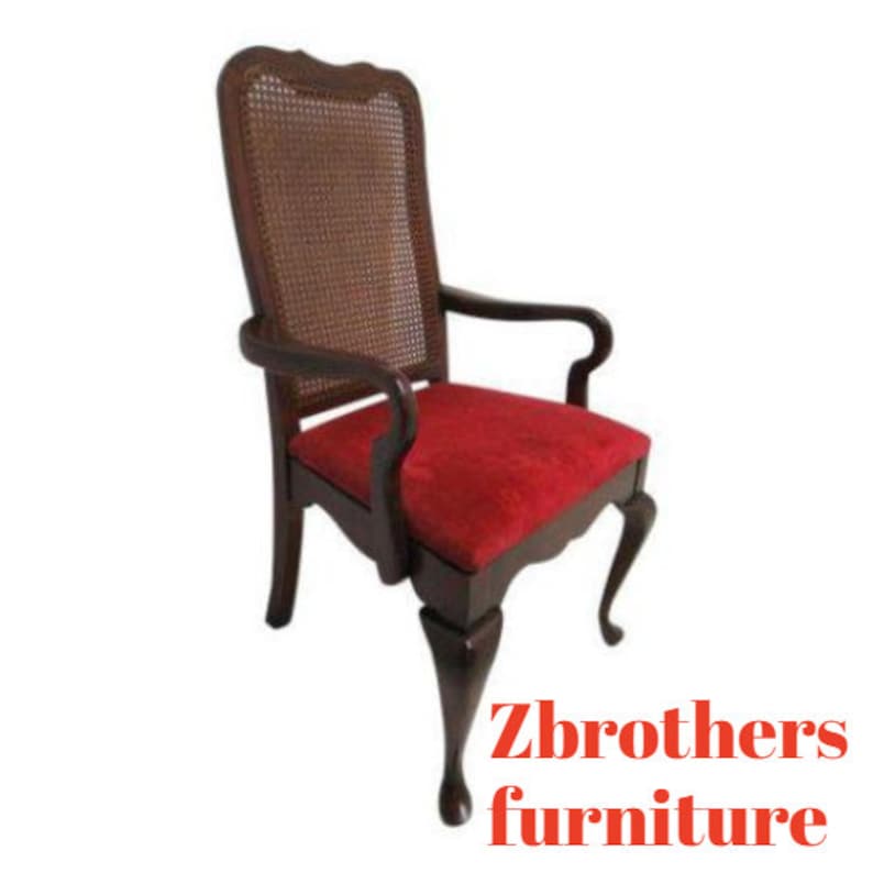 Vintage Thomasville Solid Cherry Queen Ann Caned Dining Room Arm Desk Chair.