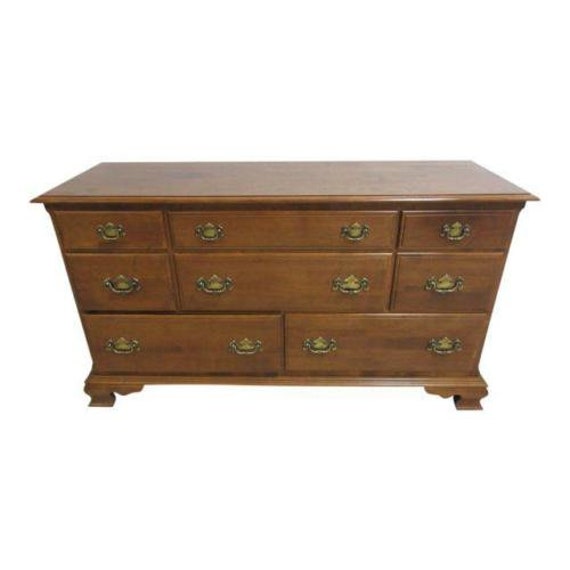 Ethan Allen Chippendale Nutmeg Heirloom Low Dresser Chest On Etsy