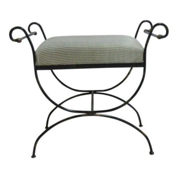 Vintage Wrought Scroll Iron Italian, Wrought Iron Vanity Chair