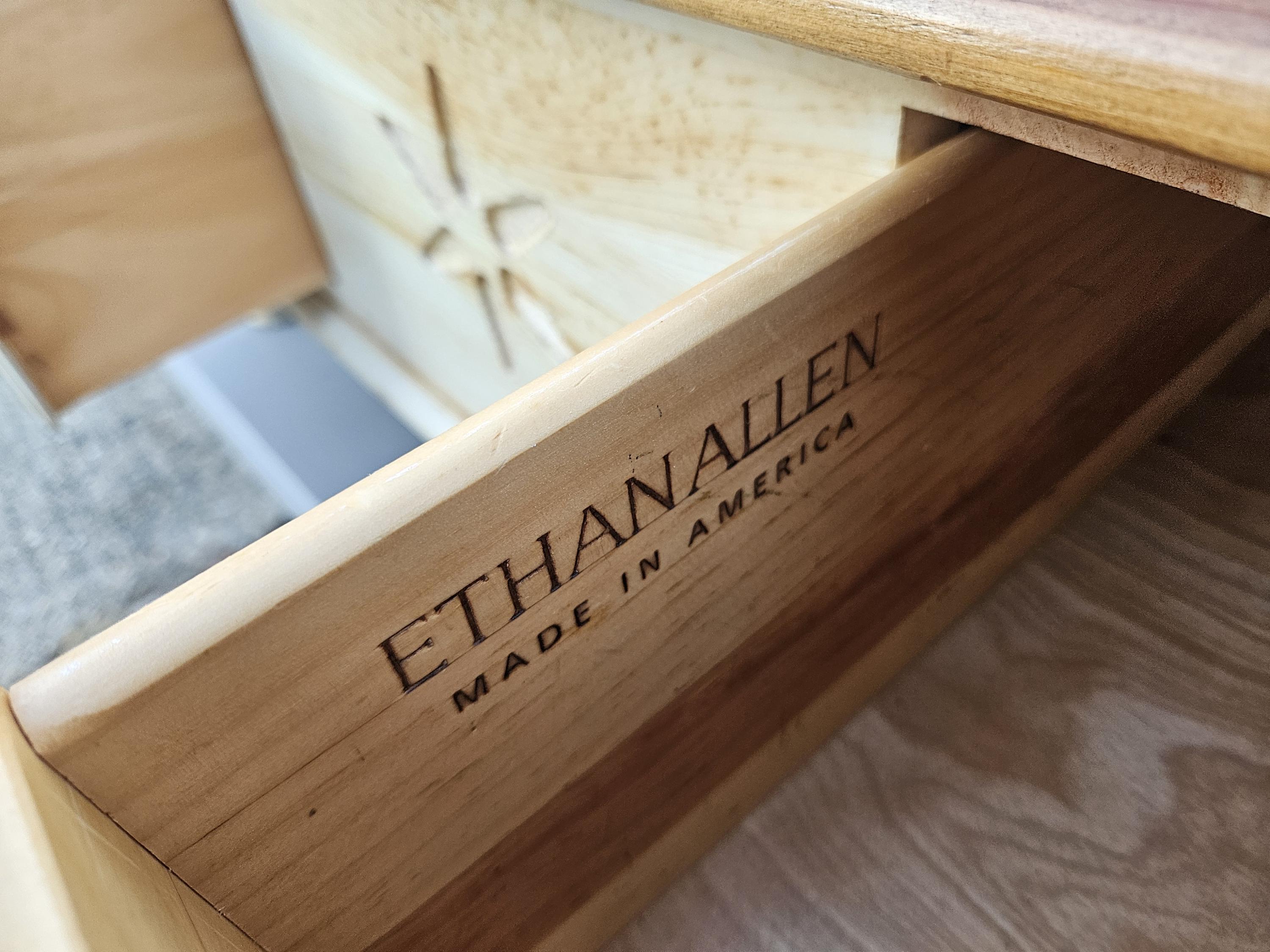 Ethan Allen Knotty Pine Farmhouse Distress Country Coffee Table