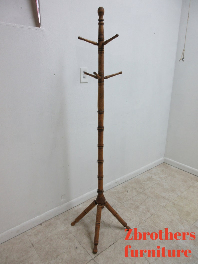 Antique Solid Oak Coat Hat Rack Coat Hall Tree Stand Etsy
