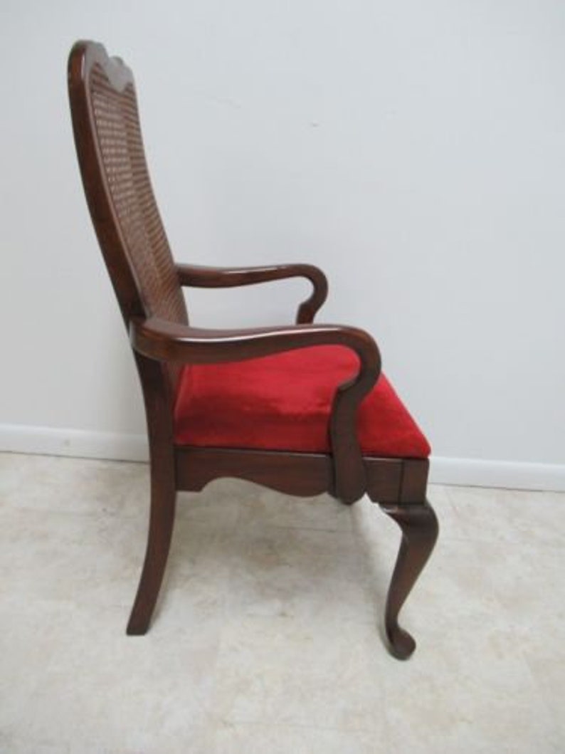 Vintage Thomasville Solid Cherry Queen Ann Caned Dining Room Arm Desk Chair.