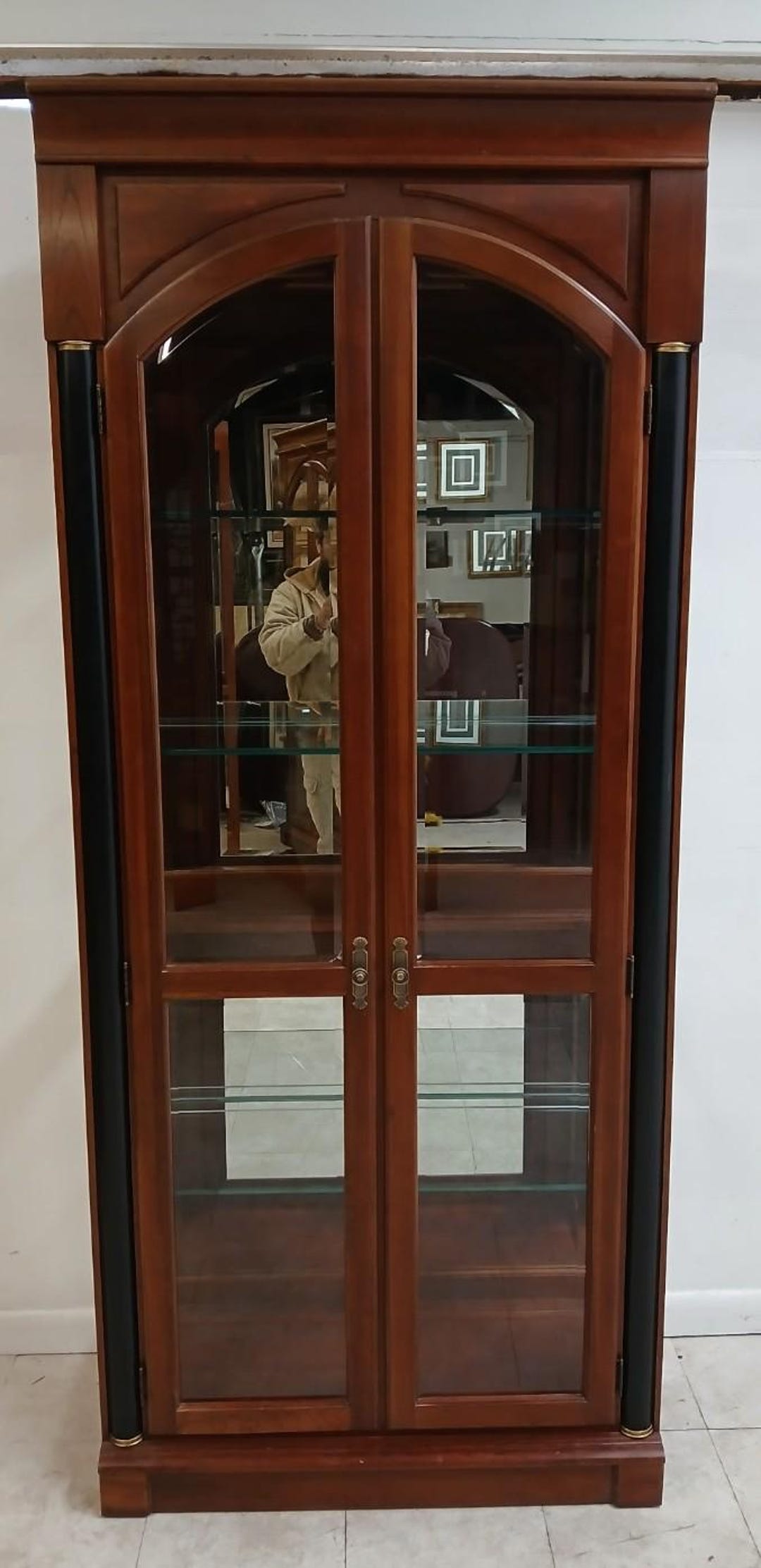 Ethan Allen Medallion Curio Display Cabinet Hutch Biedermeier Neo