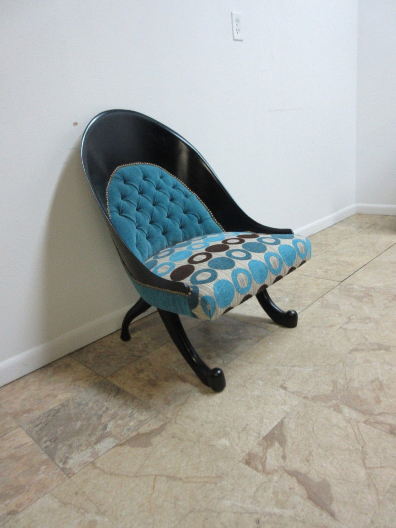 Funky Hollywood Regency Style Modern Scoop Back Fireside Lounge Club Chair A image 2