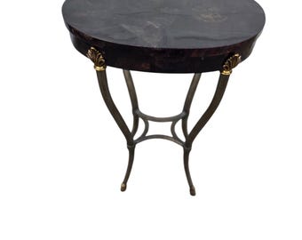 Ethan Allen French Regency Tessellated Horn Lamp End Table Pedestal