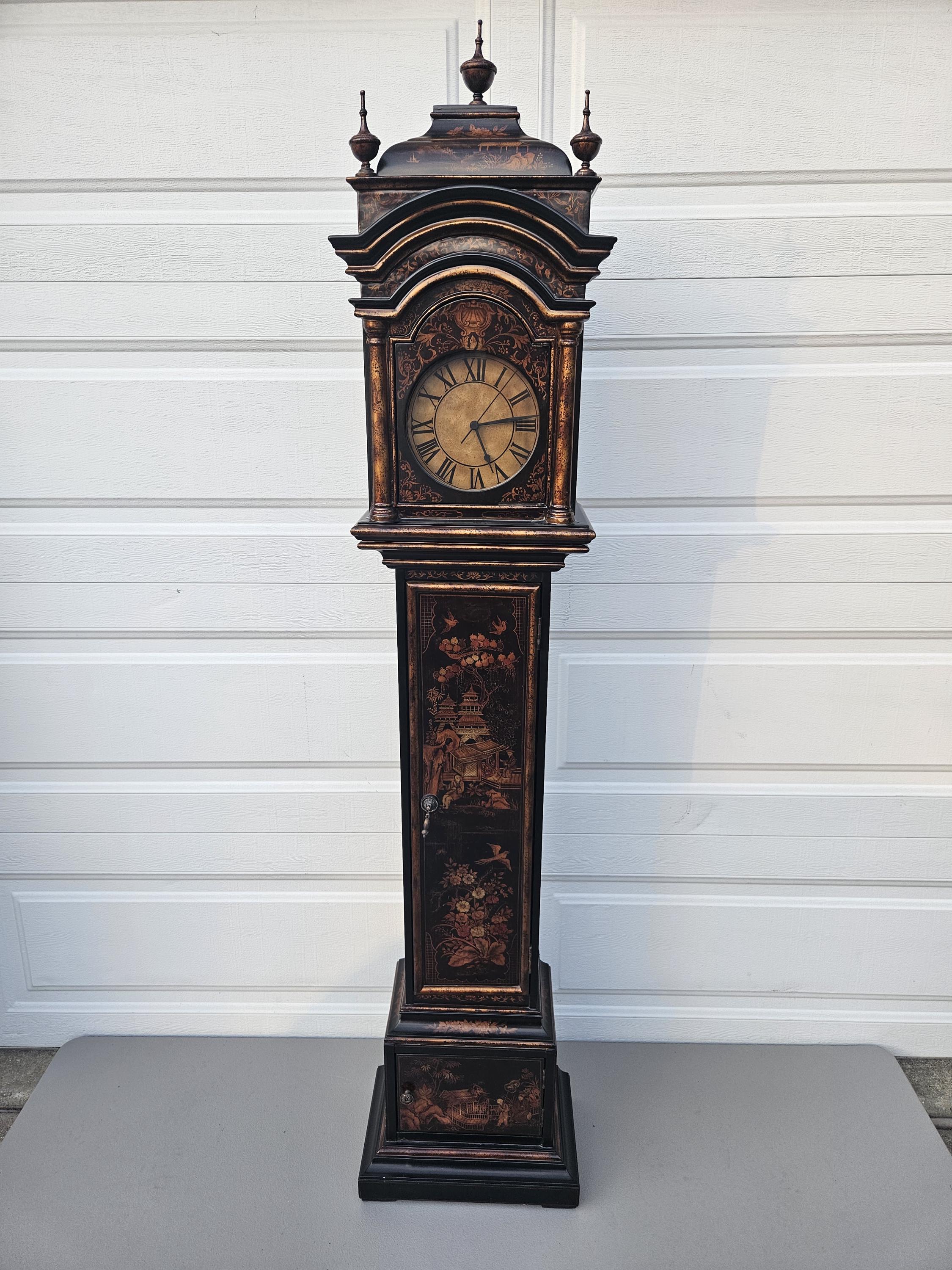 Ethan Allen Chinoiserie Grandmother Floor Clock Asian Inspired