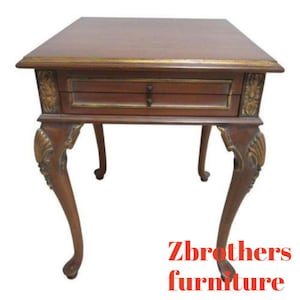 Maitland Smith Carved French Regency Washed Cherry Lamp End Table Stand
