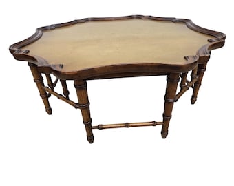 Vintage Baker Furniture Faux Bamboo Coffee Table Gold Leaf Italian Regency