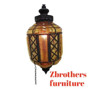 Vintage Hand Blown Hollywood Hanging Lamp Chandelier Light Regency
