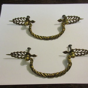 2 Regency Braided Rope Brass Hardware Drawer pull Handles Dresser filegree A