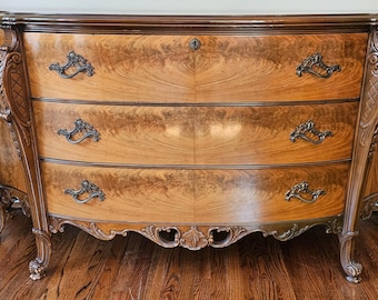 Antique Louis XV Italian Sideboard Credenza Buffet Bombay Commode Burlwood