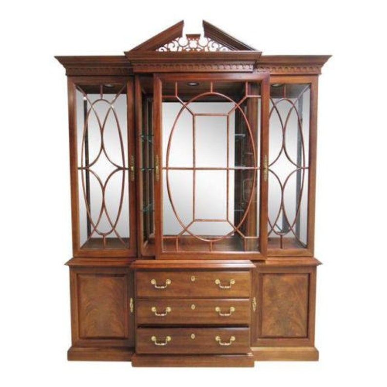 Thomasville Flame Mahogany China Breakfront Hutch Etsy
