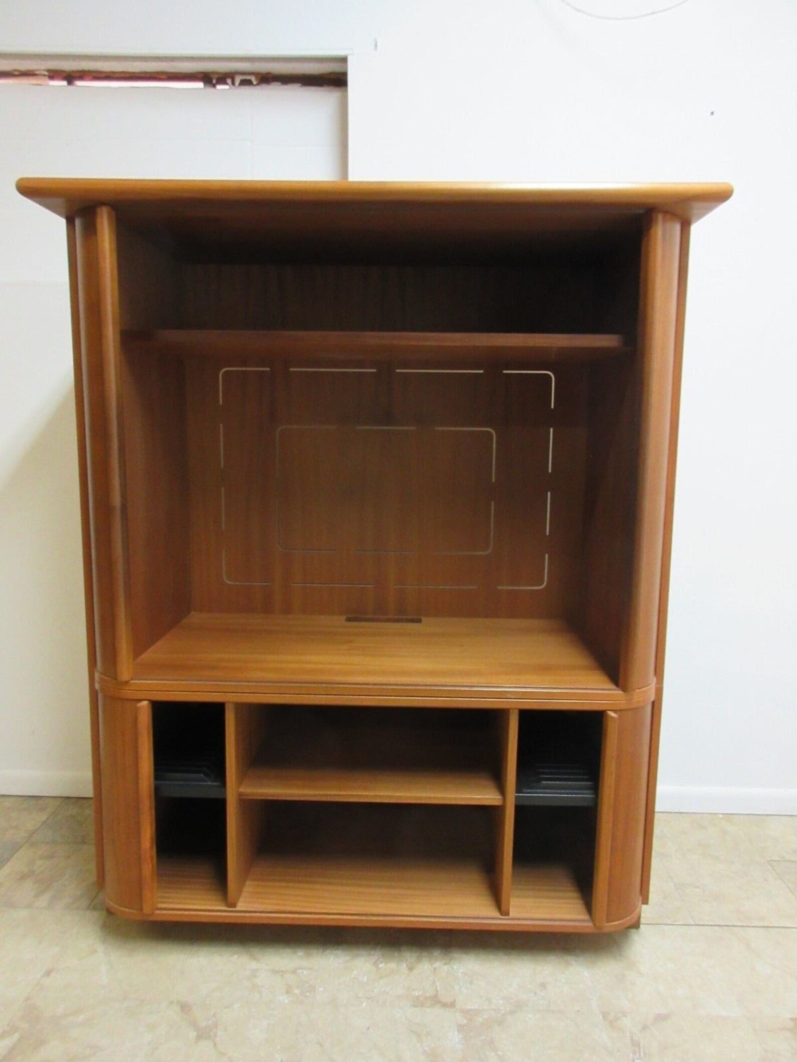 Vintage danés moderno teak Tambour puerta TV estéreo | Etsy