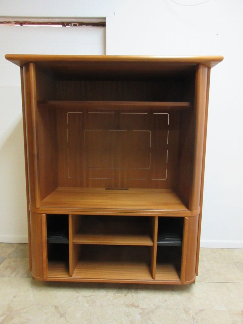 Vintage Danish Modern Teak Tambour Door Tv Stereo Entertaiment Etsy