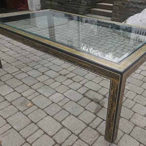 Vintage Bernhard Rohne for Mastercraft Lacquered Etched Brass MCM Dining Table