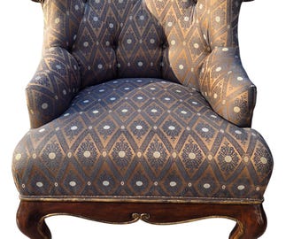 Marge Carson Boudoir Lounge Accent Chair French Tuffed Wingback Armchair Regency A