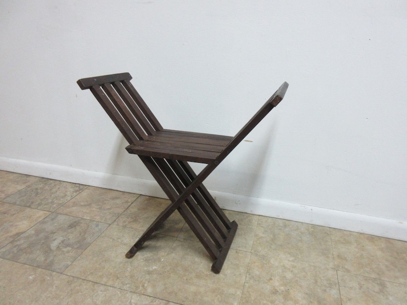 Vintage Campaign X Base Folding Desk Chair Stool End Table Mid Century B