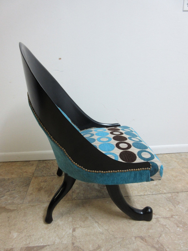 Funky Hollywood Regency Style Modern Scoop Back Fireside Lounge Club Chair A image 3