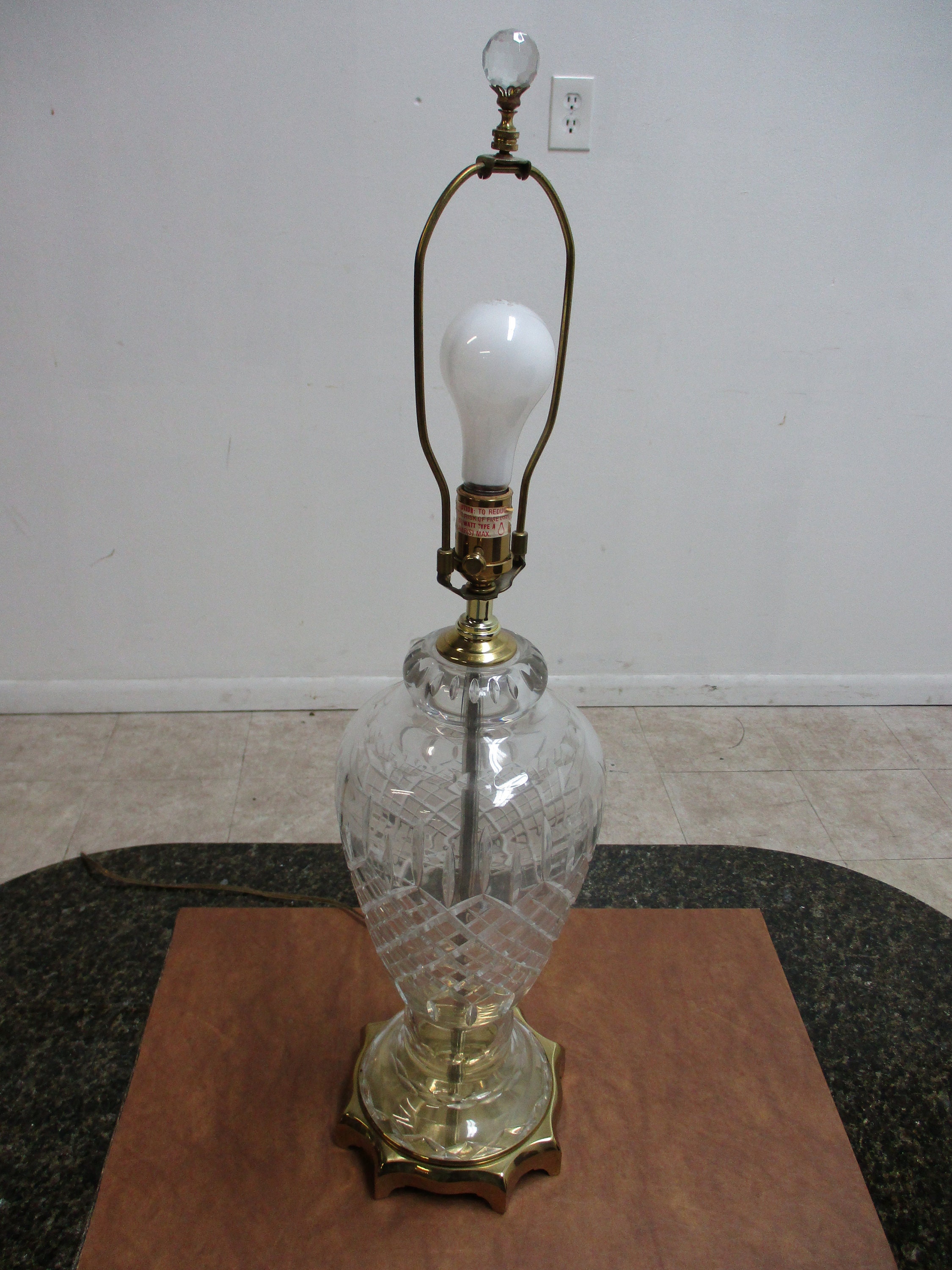 Ethan Allen Crystal Cut Clear Urn Table Lamp Light A Etsy