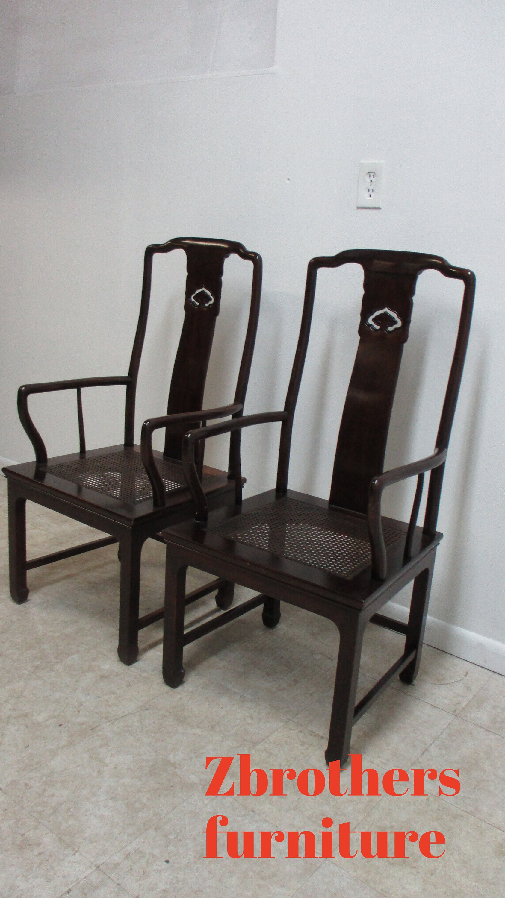 2 Henredon Pan Asian Dining Room Arm Chairs Mahogany Etsy