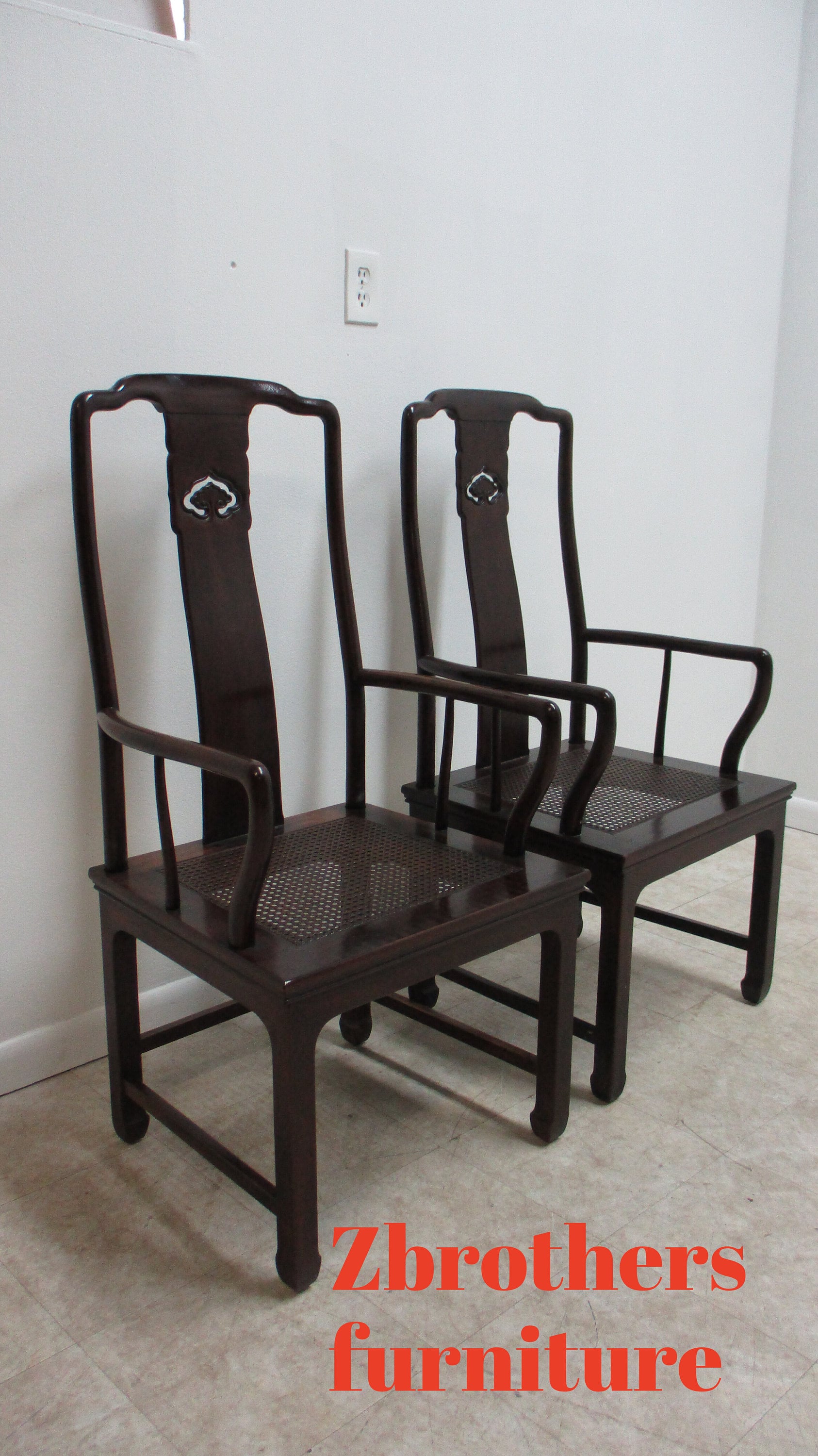 2 Henredon Pan Asian Dining Room Arm Chairs Mahogany Etsy
