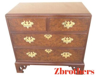 custom quality pierce carved mahogany burl bachelors silver chest dresser