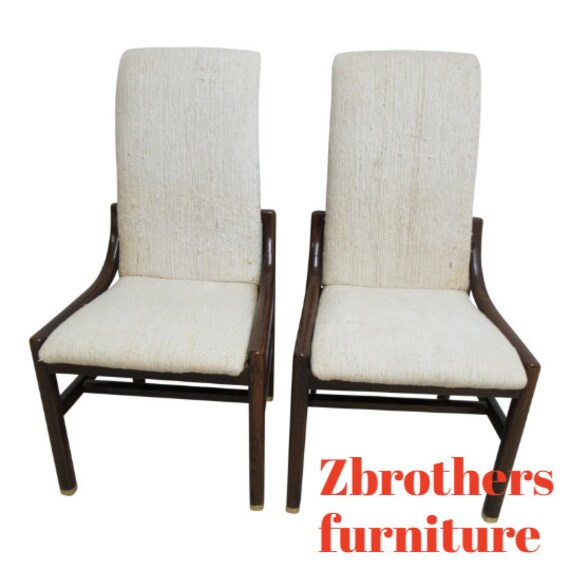 Pair Vintage Henredon Scene One Campaign Dining Room Side Chairs Mid Century