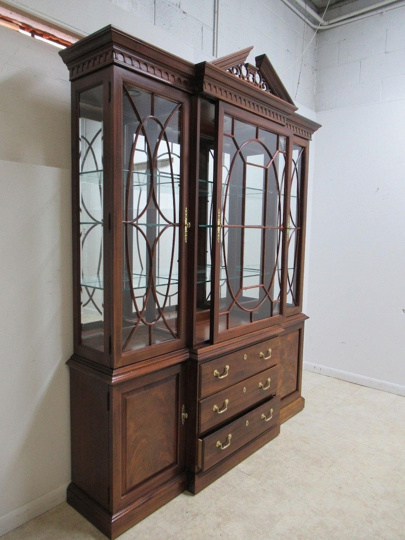 Thomasville Flame Mahogany China Breakfront Hutch Etsy