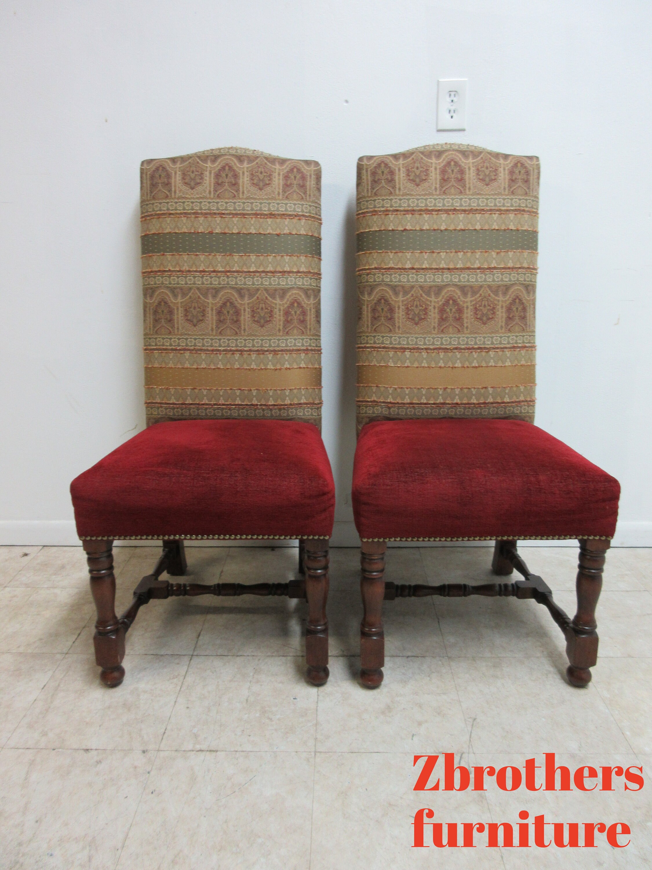 Pair Fremarc French Tapestry Dining Room Side Chairs A