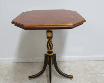 Custom Sunburst Mahogany French Regency Pedestal End Table