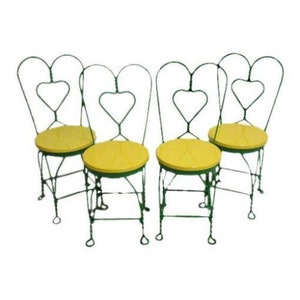 4 Metal Twisted Ice Cream Parlor Saloon Side Chairs Set