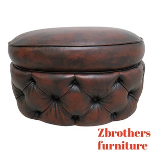 Council Furniture New Orleans Leather Chesterfield Foot Stool Ottoman