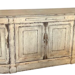 Ethan Allen Emanuel Demilune Sideboard Console Buffet Credenza  Distressed