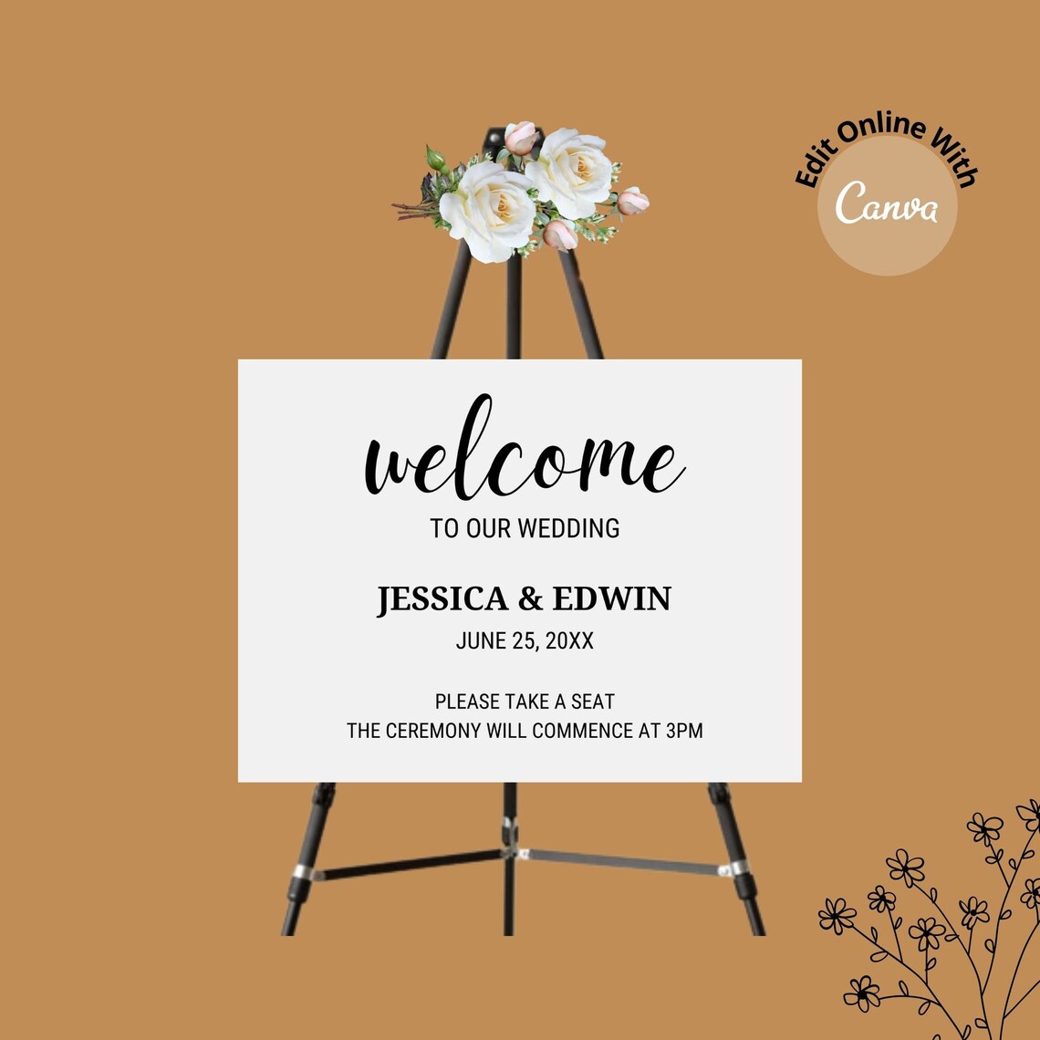 Editable Elegant Wedding Welcome Sign Welcome Sign Template DIY ...