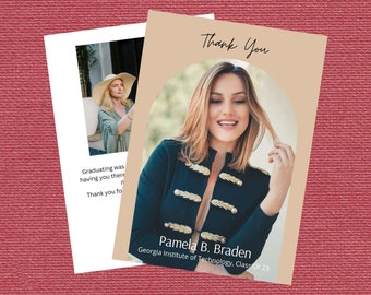 Customizable Graduation Thank You Cards - Personalized with Your Photo - Mobile Thank You Canva Template