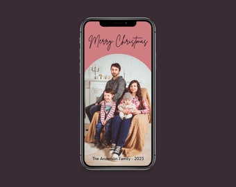 MOBILE Merry Christmas Template, Happy Holidays Photo Electronic Card, Editable Card Design, Add Your Photo Electronic Christmas Cards