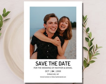 Photo Save The Date Card, Wedding Save The Date Card Template, Modern Save The Date Cards with Photo, DIY Save The Date Cards Printed