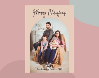 Merry Christmas Card Template, Happy Holidays Photo Post Card, Editable Card Design, Add Your Photo Christmas Cards