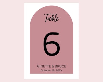 Wedding Table Number Template Modern Minimalist Rose Gold Table Numbers Printable Personalized Wedding Table Number Template