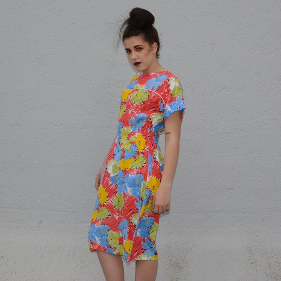 Vintage floral 80s dress