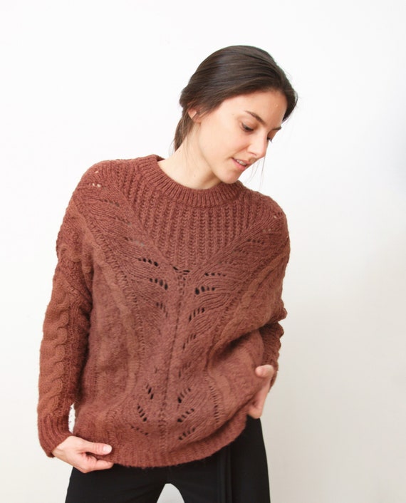 Burgundy Cable-knit Sweater