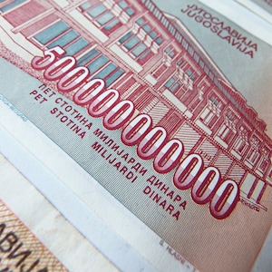 Vintage money from the last days of Yugoslavia (hyperinflation)